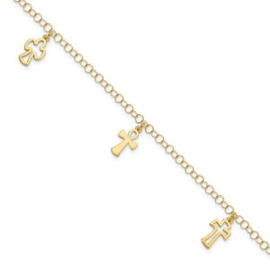 italian trinity cross christian bracelet 14k gold