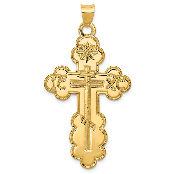 large ICXC orthodox cross pendant 14k gold
