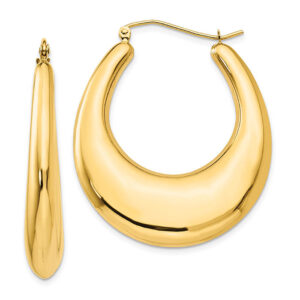 large shrimp creole polished oval hoop earrings in 14k gold