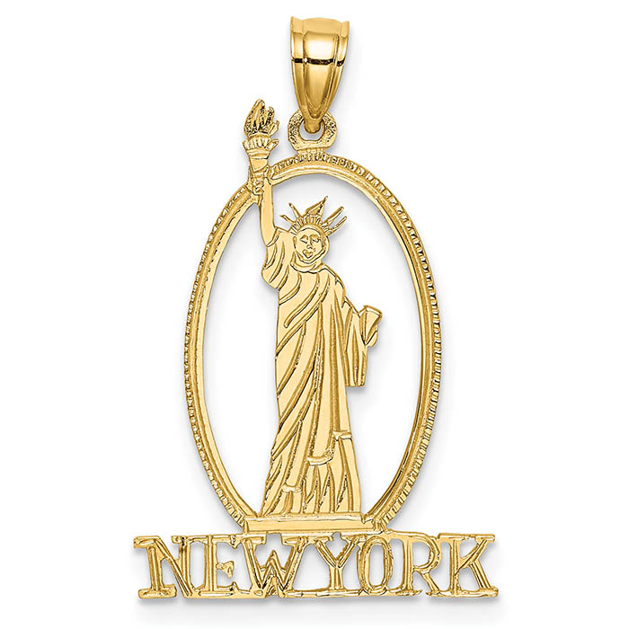 new york statue of liberty pendant 14k gold