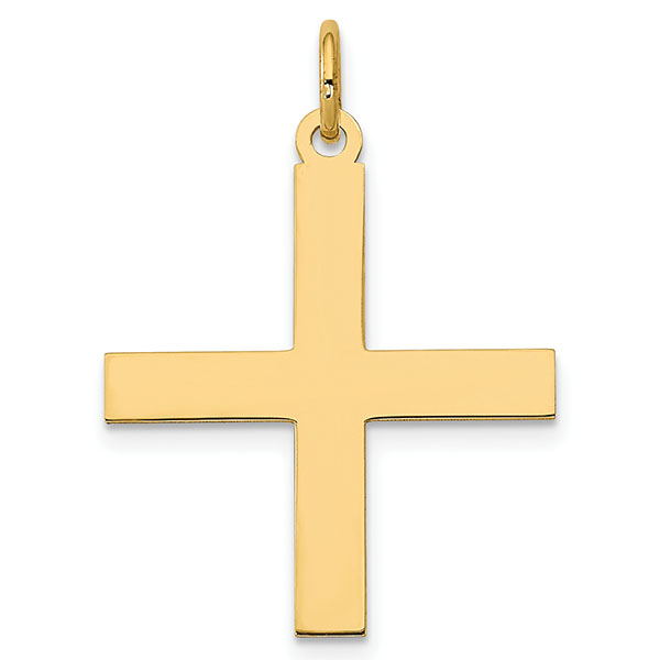 plain greek cross pendant 14k gold