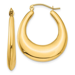 shrimp creole polished 1 3/16" oval hoop earrings 14k gold