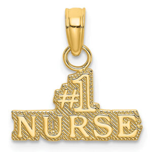 small #1 nurse pendant 14k gold
