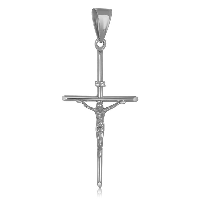 small 14k white gold women's crucifix pendant