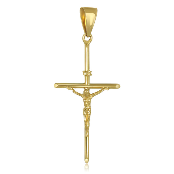 small crucifix pendant for women 14k gold