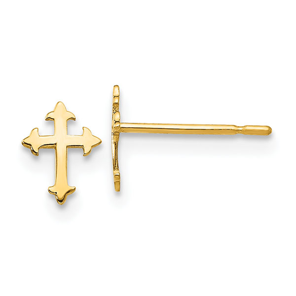 tiny flueri cross stud earrings 14k gold