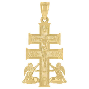 women's caravaca cross pendant 14k gold
