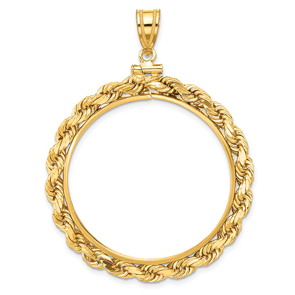 14K Gold Rope Bezel Pendant for 1/2 Oz. Gold Coin with Screw Top (27mm)