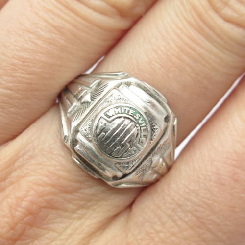 925 Sterling Silver Antique Lloyd Garfield Balfour Enamel Signet Ring Size 8
