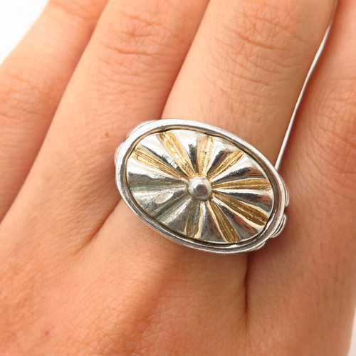 925 Sterling Silver Vintage Alejandro Toussier Modernist Design Ring Size 7