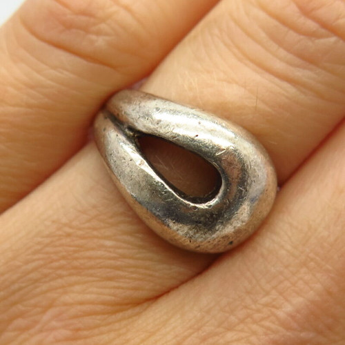 925 Sterling Silver Vintage Israel Loop Design Ring Size 7 1/4