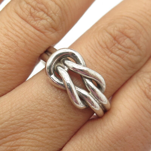 925 Sterling Silver Vintage Loop Knot Ring Size 9.75