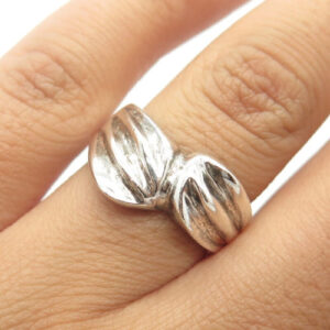 925 Sterling Silver Vintage Mexico Modernist Bypass Ring Size 6.5