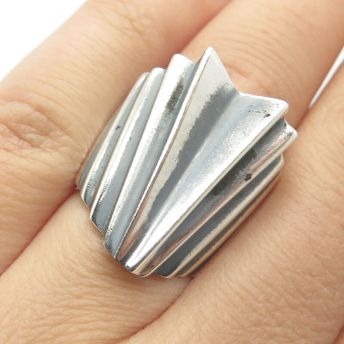 925 Sterling Silver Vintage Mexico Modernist Ring Size 5.25