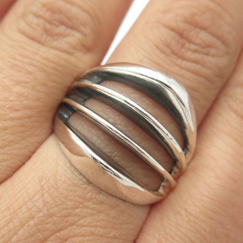 925 Sterling Silver Vintage Mexico Modernist Ring Size 8.75