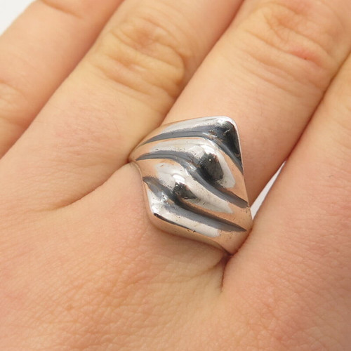 925 Sterling Silver Vintage Mexico Ribbed Ring Size 9