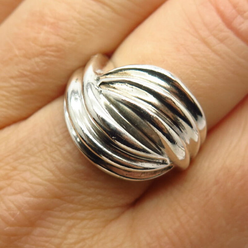 925 Sterling Silver Vintage Modernist Design Ring Size 7 1/4