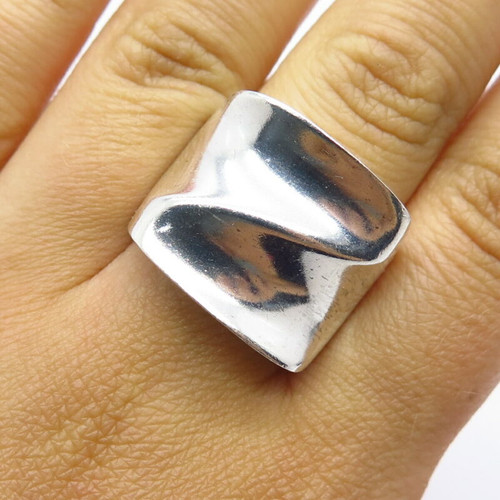 925 Sterling Silver Vintage Modernist Ring Size 6 1/4