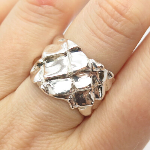 925 Sterling Silver Vintage Modernist Ring Size 8 1/4