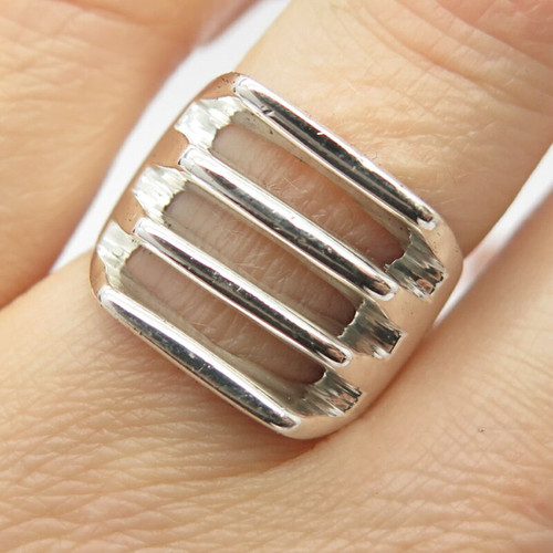 925 Sterling Silver Vintage Multi-Bar Ring Size 6 3/4