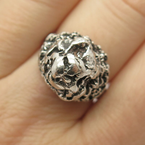 925 Sterling Silver Vintage Nugget Design Ring Size 8