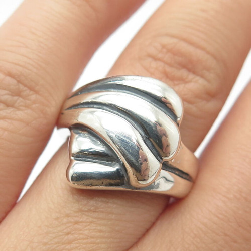 925 Sterling Silver Vintage Overlap Ring Size 7