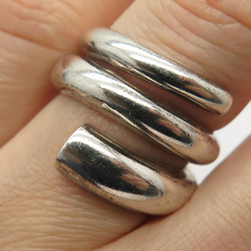 925 Sterling Silver Vintage Spiral Wrapped Ring Size 7
