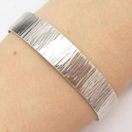925 Sterling Silver Vintage Striped Cuff Bracelet 6 3/4"