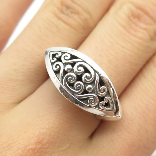 925 Sterling Silver Vintage Swirl Ring Size 8