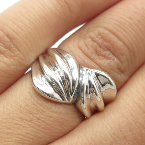 925 Sterling Silver Vintage Textured Modernist Ring Size 6