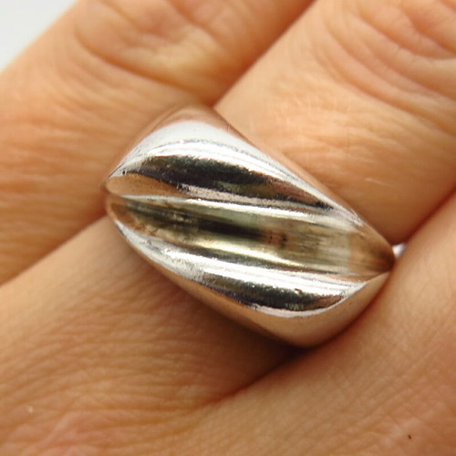925 Sterling Silver Vintage Twisted Design Signet Ring Size 6 3/4