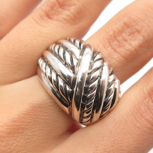 925 Sterling Silver Vintage Twisted Domed Knot Ring Size 8.25