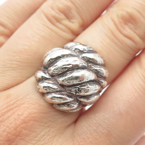 925 Sterling Silver Vintage Twisted Wide Ring Size 6