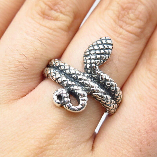 950 Silver Vintage Snake Ring Size 7.75
