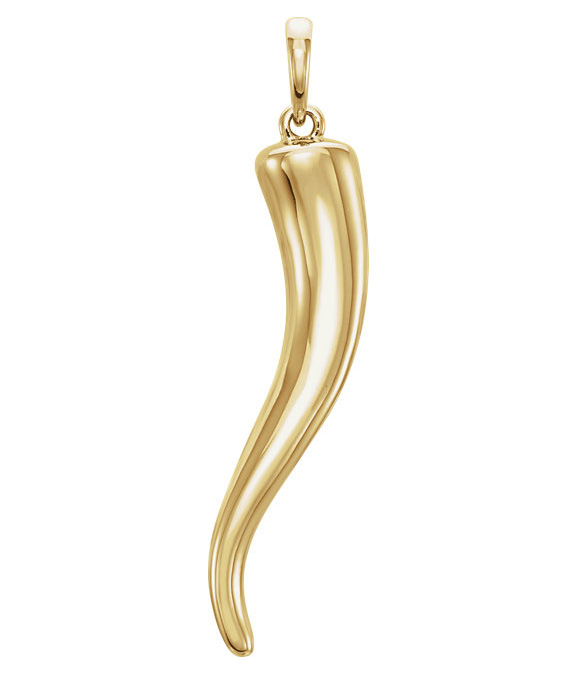 14K Gold Italian Horn Pendant (1")