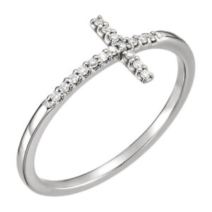 Sterling Silver Diamond Cross Ring for Women