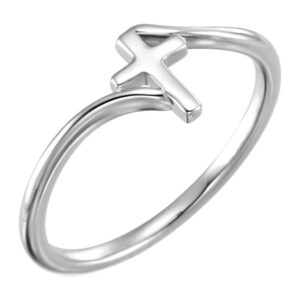 Sterling Silver Plain Cross Ring for Women