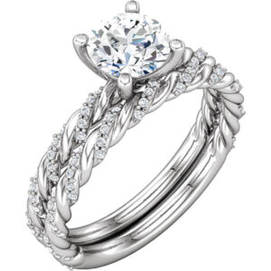 1 Carat Diamond Band Swirl Engagement Ring